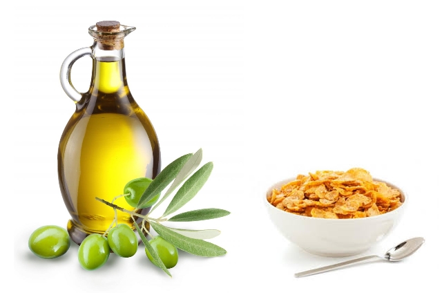 Water With Olive Oil And Cornflakes Powder Water With Olive Oil And Cornflakes Powder